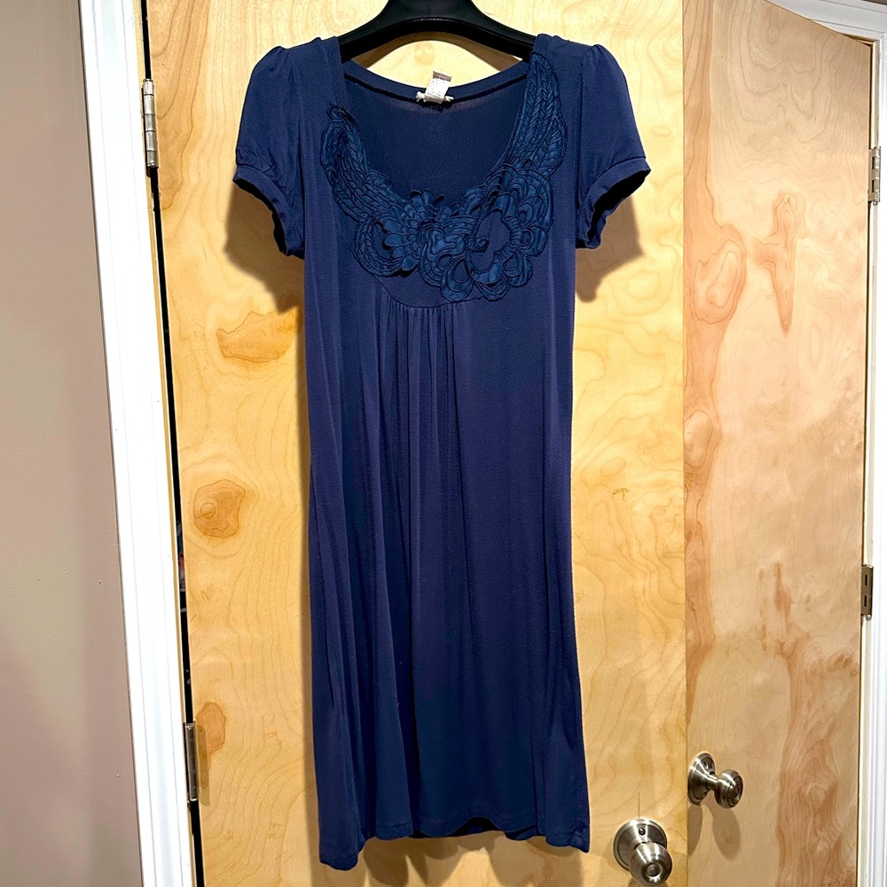 Lucca Dress - blue embroidered medium